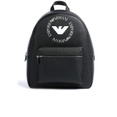 Emporio Armani Zaino Unisex nero con maxi logo e tasca nella parte anteriore con chiusura zip