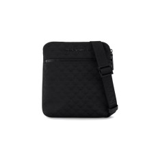 EMPORIO ARMANI TRACOLLA PIATTA IN NYLON JACQUARD BLACK CON EAGLE ALL OVER