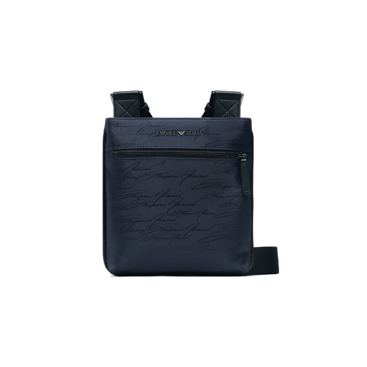 Emporio Armani Tracolla in Nylon Blu Navy con logo lettering All  Over