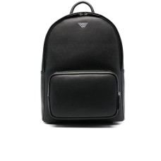 EMPORIO ARMANI ZAINO IN PELLE RIGENERATA SAFFIANO BLACK PLACCHETTA AQUILA ASV