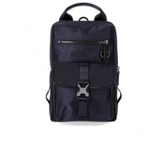 Emporio Armani Zaino Monospalla in Nylon Blu Navy con logo lettering All Over