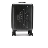 EMPORIO ARMANI TROLLEY CABINA UNISEX GRIGIO IN ABS CON MAXI LOGO EAGLE A RILIEVO