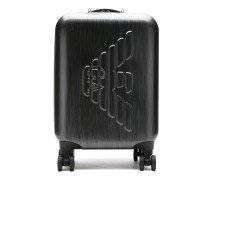 EMPORIO ARMANI TROLLEY CABINA UNISEX GRIGIO IN ABS CON MAXI LOGO EAGLE A RILIEVO