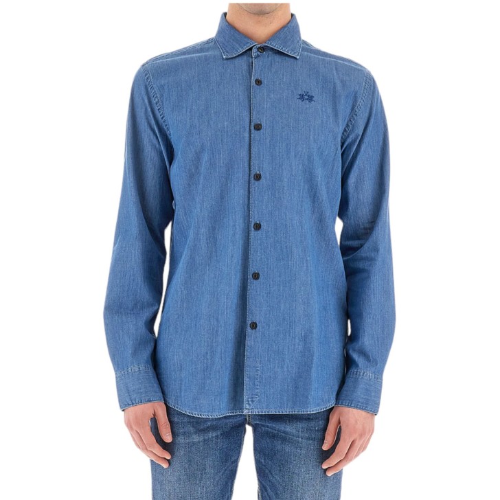 LA MARTINA MAN SHIRT S/S LIGHT DENIM     