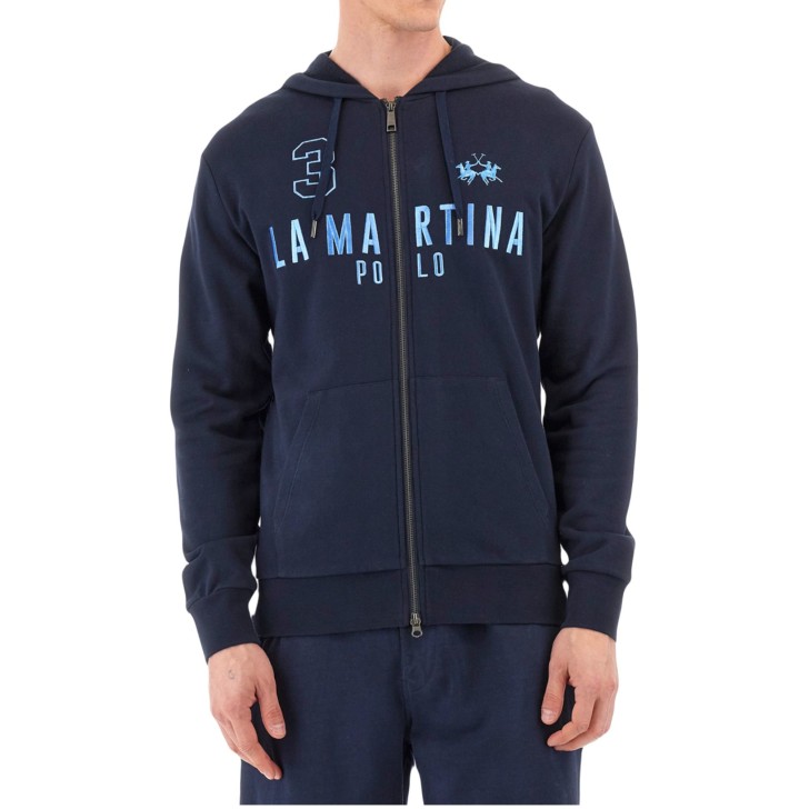 LA MARTINA MAN FULL ZIP SWEATSHIRT DIAGON BLU NAVY