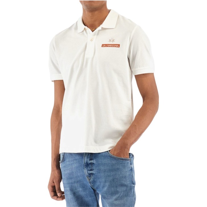 LA MARTINA MAN POLO S/S COTTON PIQUET WHITE