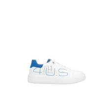 4US Sneakers bianca da uomo in pelle con logo 4US blu
