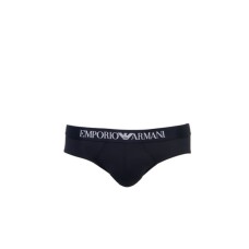 Emporio Armani Slip in cotone nero con vita elastica e logo lettering