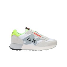 SUN68 JAKI 2.0 SNEAKERS BIANCA CON INSERTI GRIGI E GIALLO FLUO