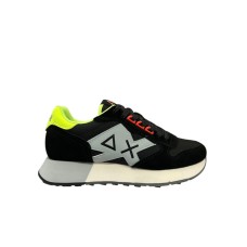 SUN68 JAKI 2.0 SNEAKERS NERA CON INSERTI GIALLO FLUO 
