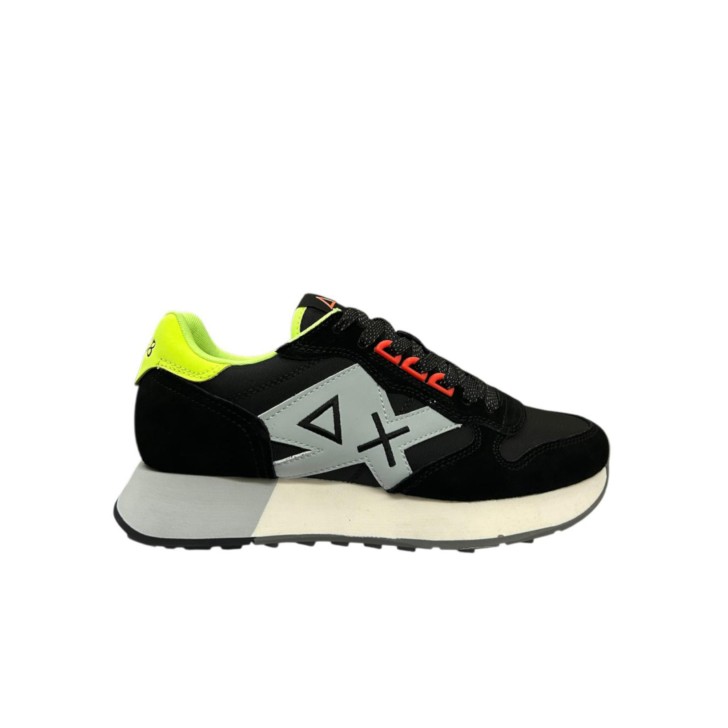 SUN68 JAKI 2.0 SNEAKERS NERA CON INSERTI GIALLO FLUO 