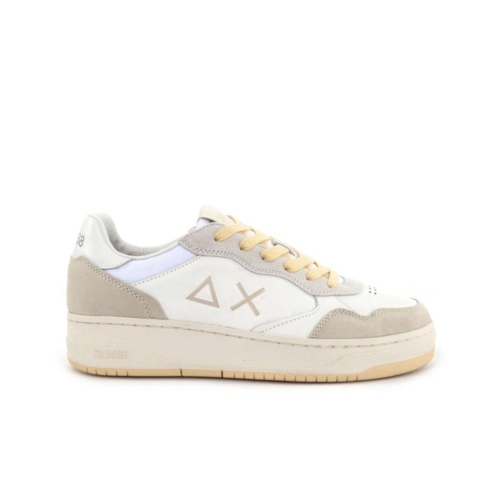 SUN68 SNEAKER BIG BASKET BIANCA DA UOMO CON INSERTI BEIGE 