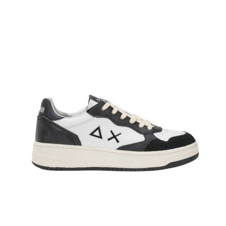 SUN68 SNEAKER BIG BASKET NERA DA UOMO CON INSERTI BIANCHI