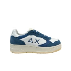 SUN68 SNEAKER BIG BASKET BLU DA UOMO CON INSERTI BIANCHI 