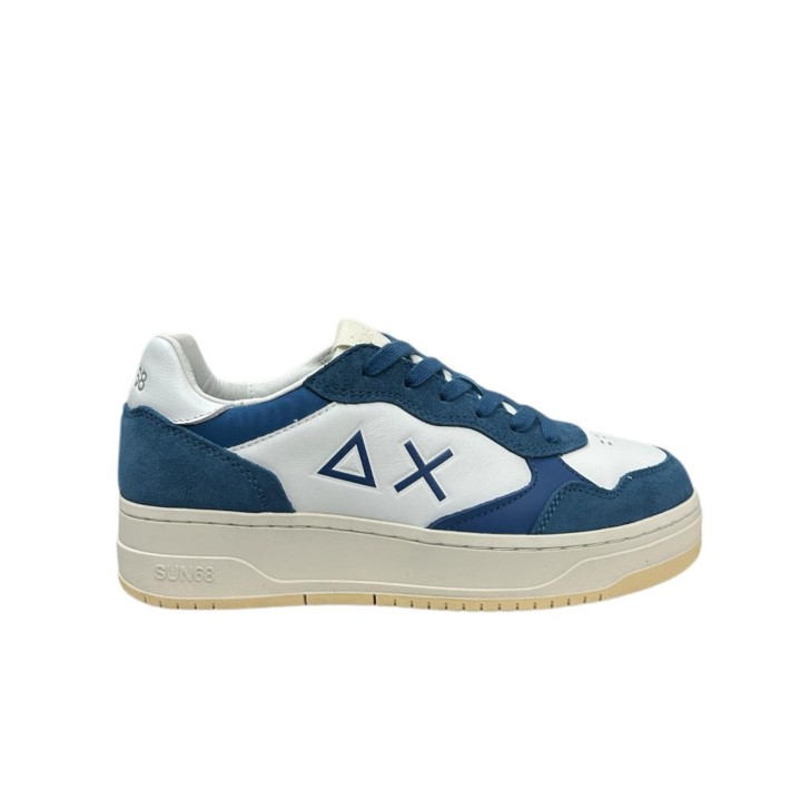 SUN68 SNEAKER BIG BASKET BLU DA UOMO CON INSERTI BIANCHI 