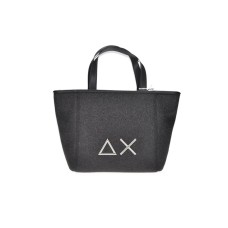 SUN68 XS GLITTER BORSA NERA A MANO DA DONNA CON LOGO IN METALLO 