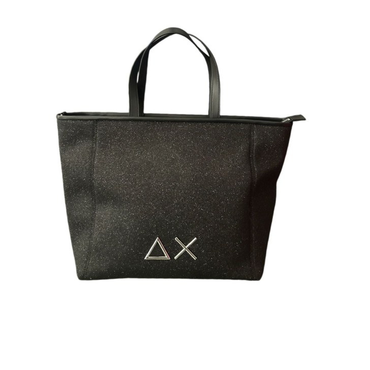 SUN68 BORSA MEDIUM NERA A SPALLA DA DONNA GLITTERATA 