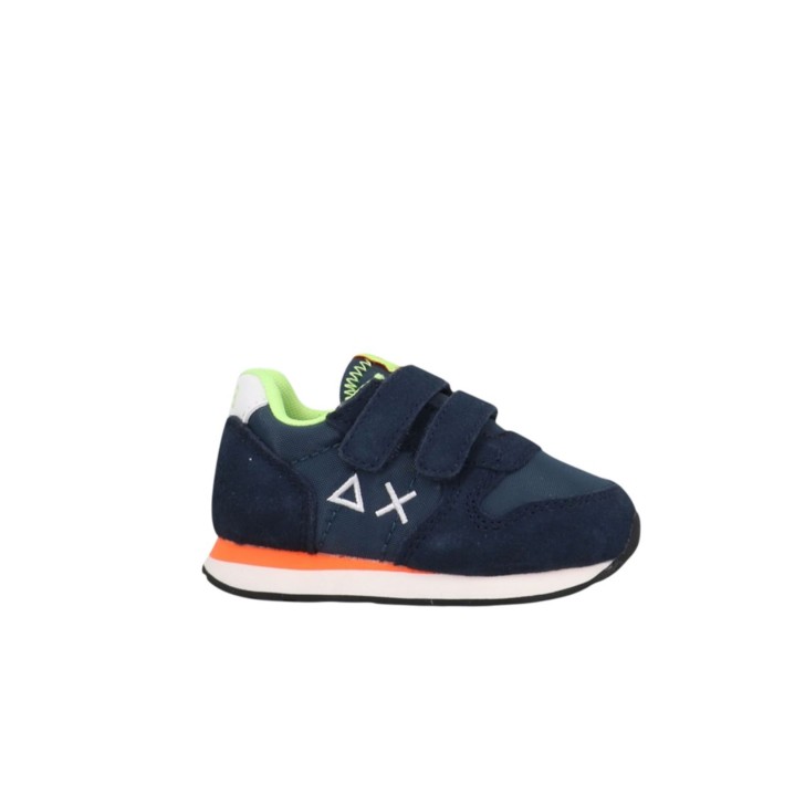 SUN68 SNEAKER BOYS TOM FLUO FIRST STEP IN SUEDE E NYLON NAVY BLUE 