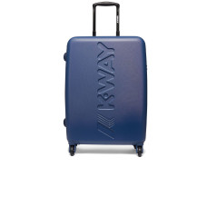 K-Way Trolley medium rigido blu unisex con maxi stampa logo K-Way nella parte anteriore 
