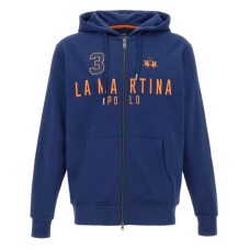 LA MARTINA FELPA BLU CON CAPPUCCIO E ZIP DA UOMO 