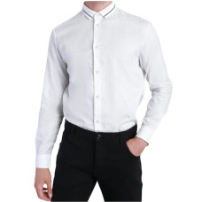 Emporio Armani Camicia Bianca REGULAR FIT interamente logata tono su tono da uomo