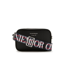 Emporio Armani Mini Borsa Nera con tracolla regolabile, estraibile con logo  All Over