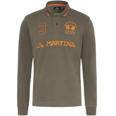La Martina Polo verde in cotone a maniche lunghe da uomo 