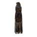 Versace Jeans Couture Abito Lungo Plissettato Nero con Stampa Barocco da Donna