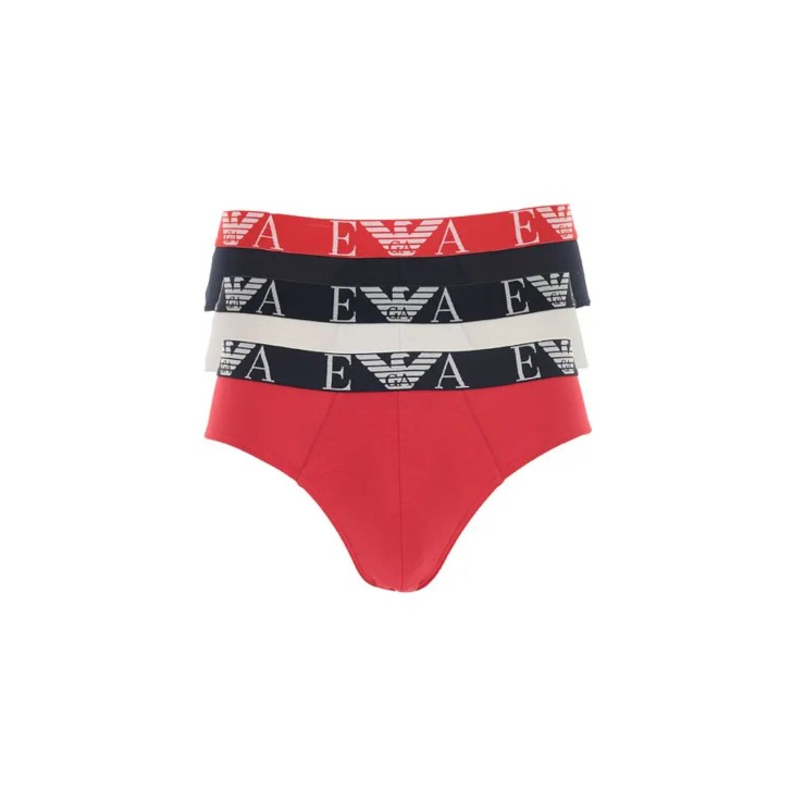 Emporio Armani Set 3 Slip in cotone stretch con vita elastica e logo bold monogram 1117342R71597010