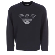 Emporio Armani Felpa in double jersey blu navy con logo Aquila