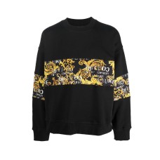 Versace Jeans Couture  Felpa da Uomo nera, caratterizzata da stampa logo Barocco