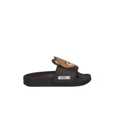 Moschino Ciabatta nera Unisex con maxi patch Teddy