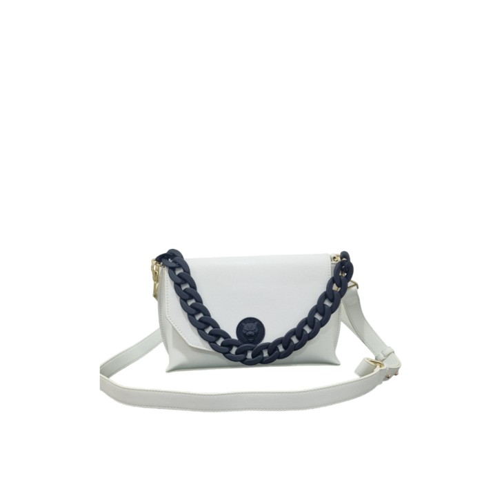 Plein Sport Borsa bianca medium a mano con tracolla regolabile estraibile