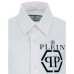 Philipp Plein Camicia bianca in cotone con logo stampato 