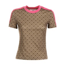 Chiara Ferragni T-shirt a manica corta marrone con stampa All Over