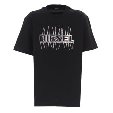 Diesel  T-shirt a girocollo nera a maniche corte con logo lettering  
