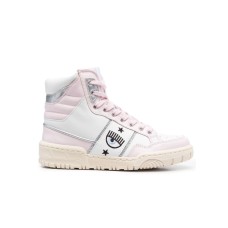 Chiara Ferragni Sneakers Bianca con inserti rosa e banda Logomania ai lati