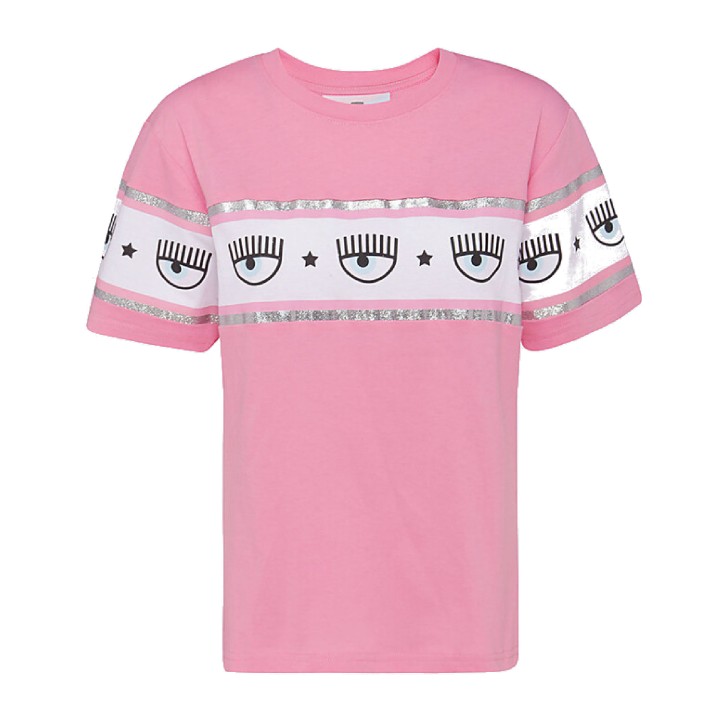 Chiara Ferragni T-shirt Oversize a manica corta Rosa con MAXILOGOMANIA