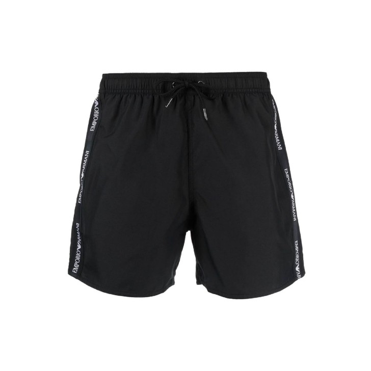 Emporio Armani Swimwear boxer mare Nero con banda logata laterale