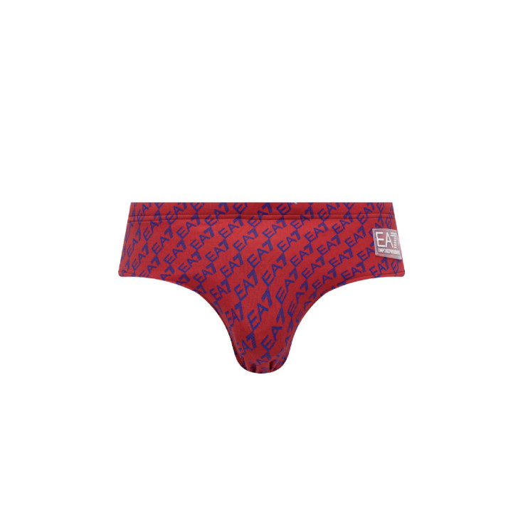 EA7 Emporio Armani Slip Mare da rosso con stampa logo all over