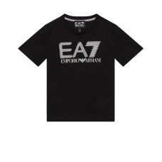 EA7 Emporio Armani T-shirt da Bambino Nera con logo a contrasto 