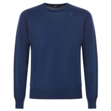 K-Way Maglioncino SEBASTIEN MERINO REGULAR a girocollo Bluette con logo K-WAY 