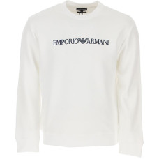 Emporio Armani Felpa Bianca da Uomo con logo lettering