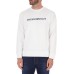 EMPORIO ARMANI FELPA WHITE IN MISTO MODAL CON STAMPA LOGO LETTERING BLUE