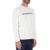 EMPORIO ARMANI FELPA WHITE IN MISTO MODAL CON STAMPA LOGO LETTERING BLUE