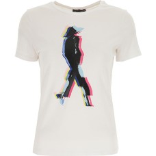 EMPORIO ARMANI T-SHIRT IN COTONE A MANICA CORTA WHITE CON STAMPA MULTICOLORE 