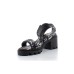 Versace Jeans Couture Sandali da Donna Neri con Logo Couture all over