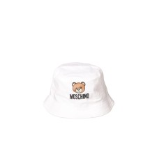 Moschino cappello alla pescatora bianco con Teddy Bear e logo lettering