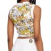Versace Jeans Couture Top da Donna Bianco a girocollo con stampa Baroque all over
