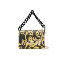 Versace Jeans Couture Borsa a Mano Nera con Logo Metallico 
